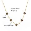Stainless Steel and Natural Stone Gemstone Beaded Flower Necklace for Women