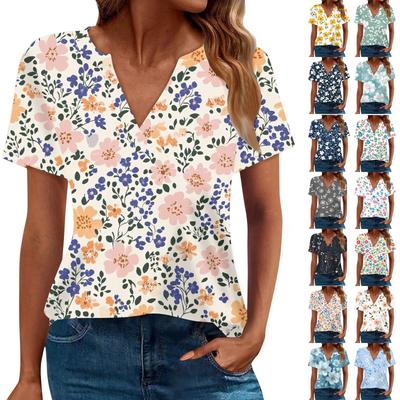 Women's Summer Fashion Casual Short Sleeve V Neck T-Shirt Tops