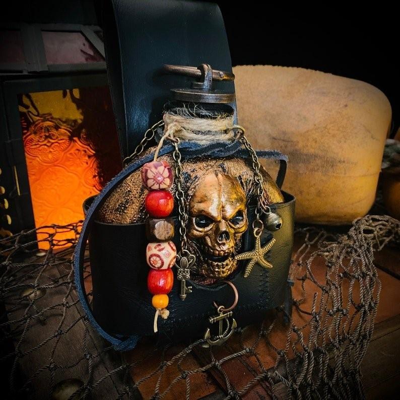 Halloween Cowboy Western Skulls Wine Pot Resin Ornament