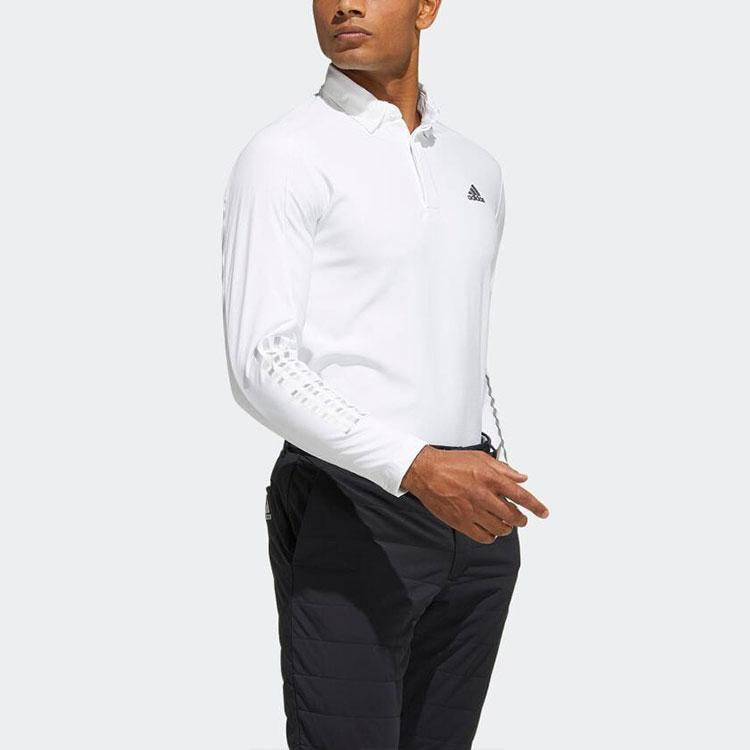 adidas FW22 Solid Color Logo Long Sleeve Polo Shirt Men Tops White GT3423
