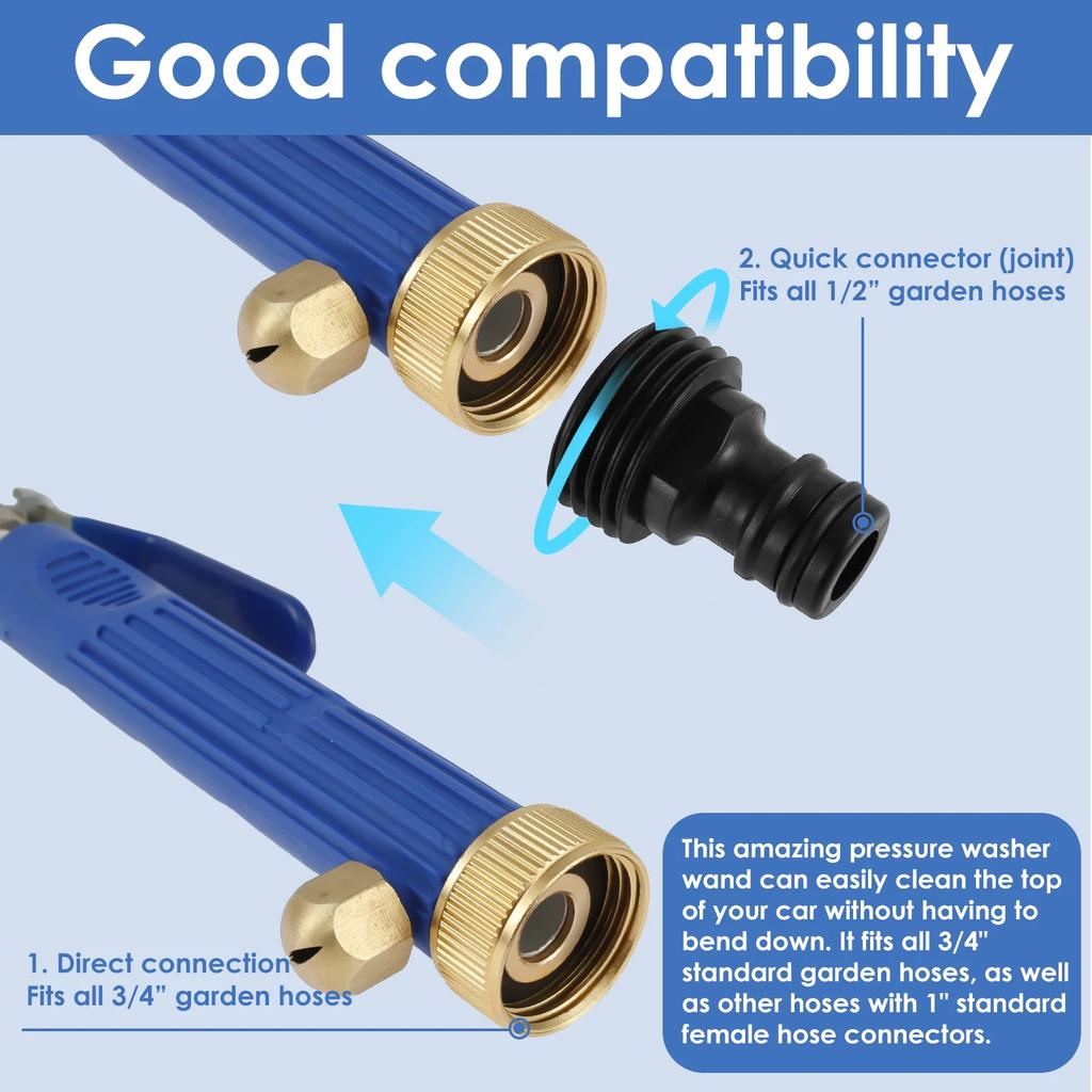 Car Washing Hydro Jet High Pressure Power Washe,Jet Nozzle for Garden Hose Washer Wand with 2 Nozzle Leakproof Cleaning Sprayer