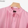 ZANZEA Women Casual Round Neck Solid Color 3/4 Sleeve Blouse