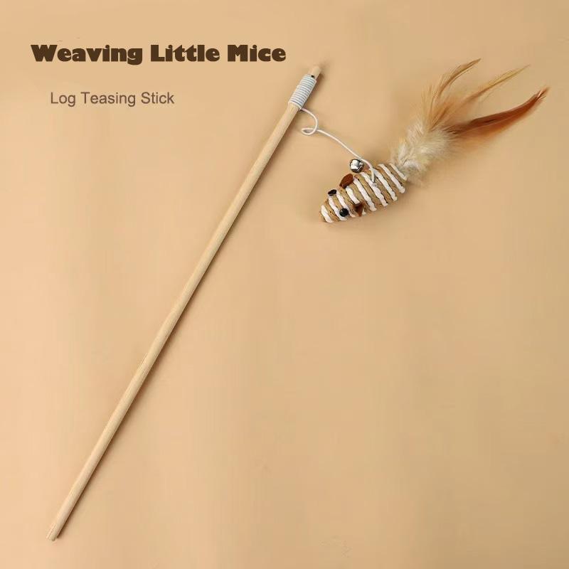 

Cat Toys Linen Mouse Wooden Pole Cats Self Pleasure Relieve Boredom Cat Toys Interactive Stick Pet Cat Supplies Bite Resistant
