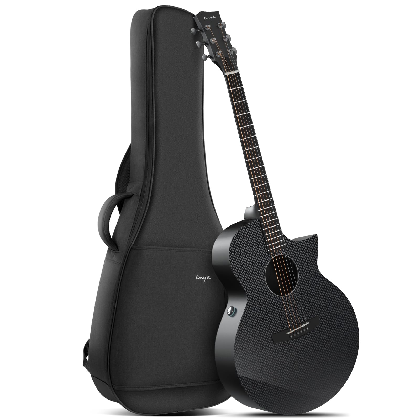 

Enya Acoustic Electric Guitar Carbon Fiber X3 Pro AcousticPlus 41 Inch 44 Size Guitar Includes Gig Bag, Leather Strap, Instrument Cable, Adjustment