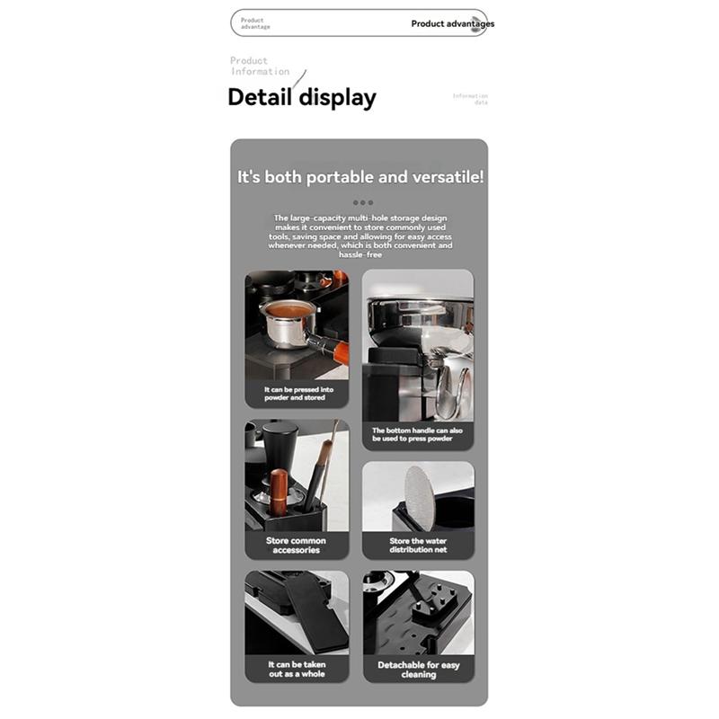 

LITE-Coffee Tamper Stand Coffee Tool Holder 51/53/58Mm Handle Multifunctional Coffee Tamper Stand For Worktop Bar Shop чорний