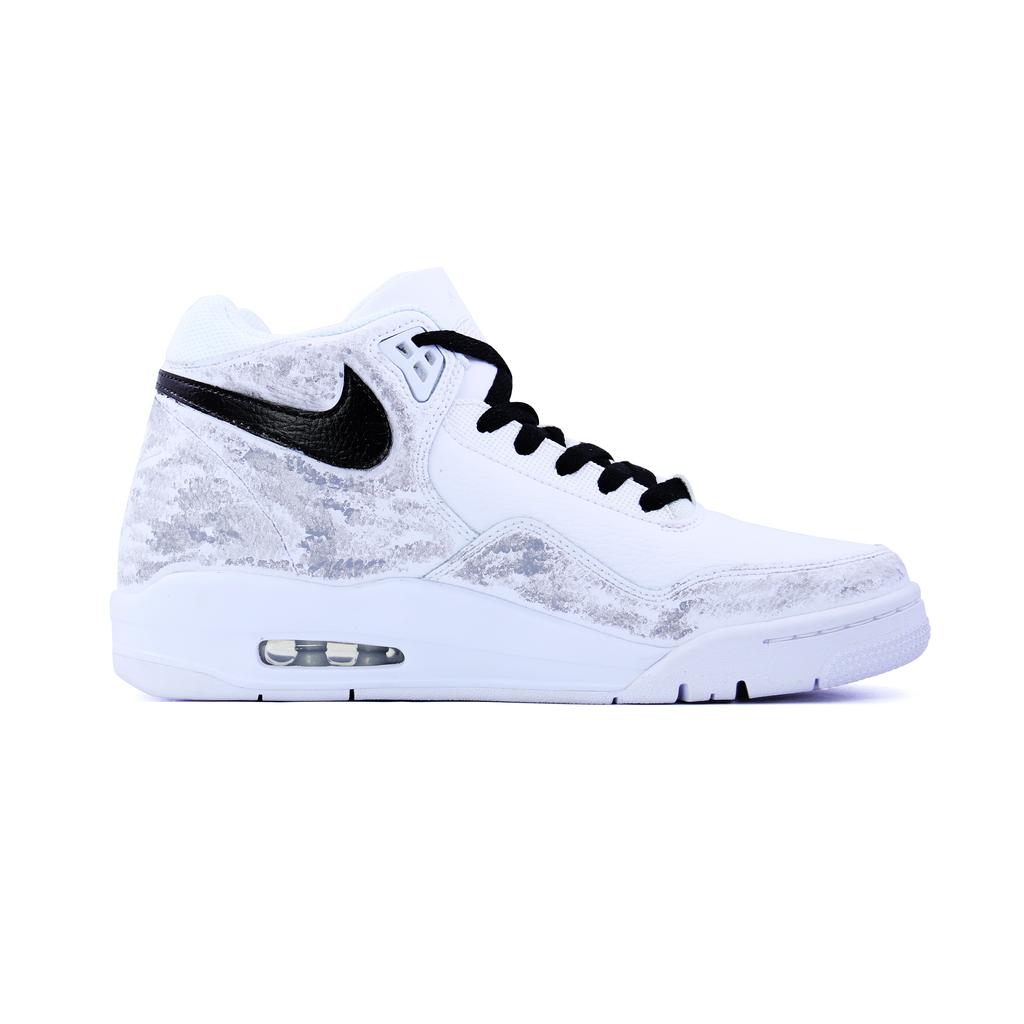 Nike Flight Legacy Shopping Bag, Ink Dyed Fringe Synthetic Leather Mid Top Vintage Basketball Shoes Unisex BQ4212-101(Team620-BOX)