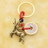 Retro Copper Keychain Pendant with Five Emperors Money Feng Shui Twelve Animal Charm Good Fortune Red Rope Key Chain Bag Car Accessory