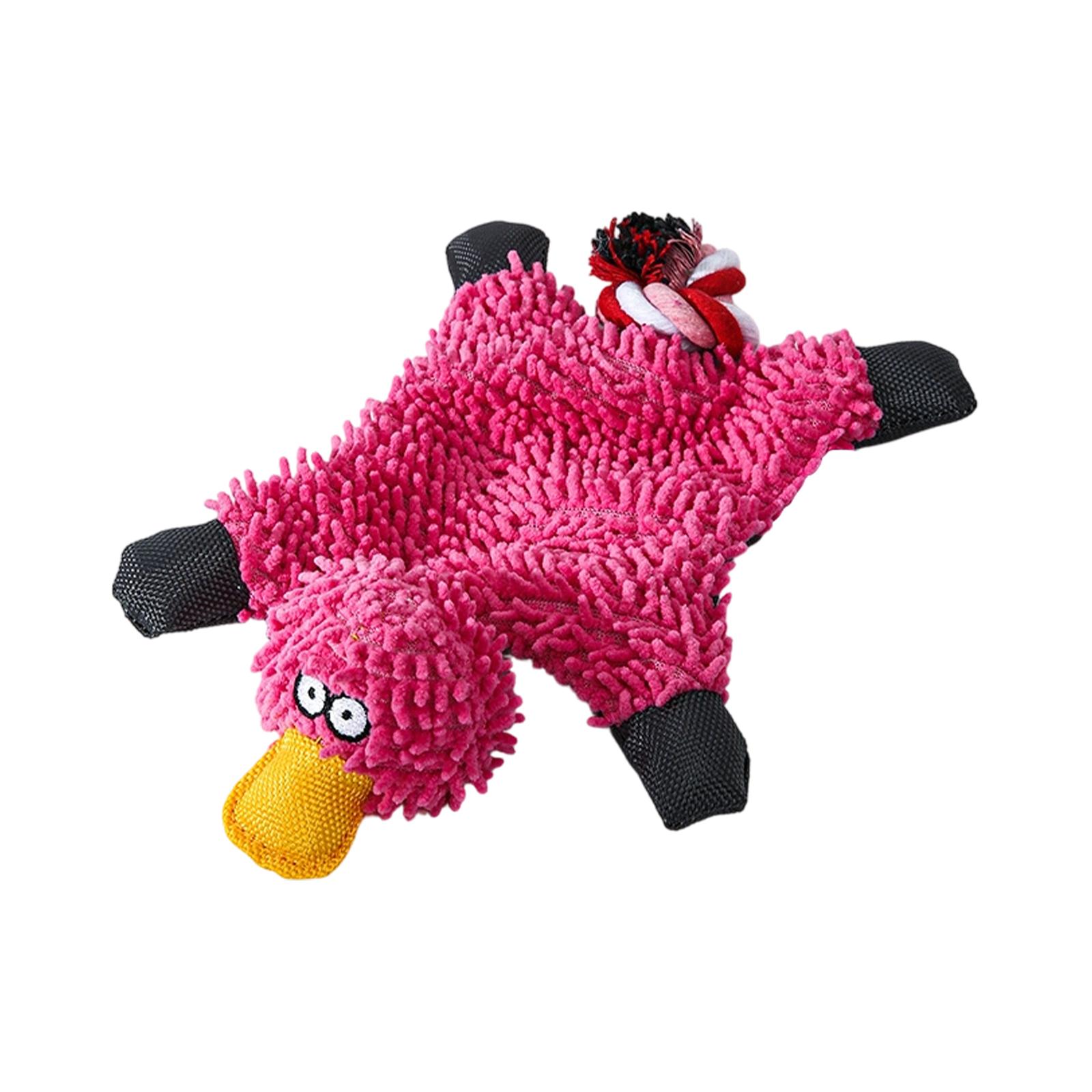 

Mop Fabric Dog Plush Toy , Chew Toy With Squeaker & Rope For Care, Anxiety Relief & Boredom Buster One Size рожевий