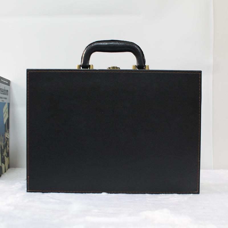 

Handheld gift box, vintage multi-color leather hand-held storage box, decorative gift box, storage box black;
