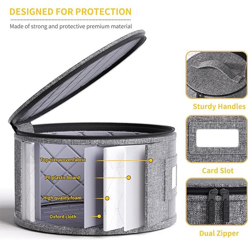 Cationic 5-Piece Bowl & Dish Storage Set with Round Zippered Lids
