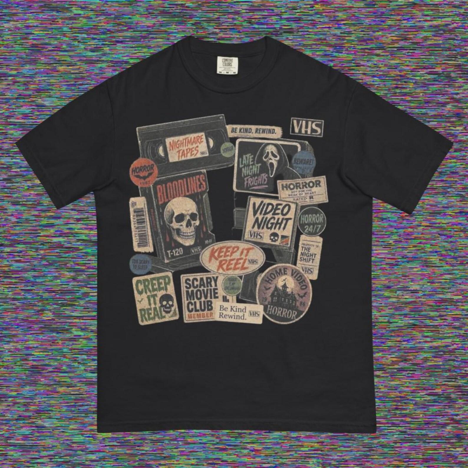 Retro Horror Movie Club Shirt, Vintage VHS Horror Tee, Scary Movie Graphic Tee, Comfort Colors Horror Shirt, Spooky Halloween T-Shirt L