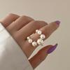 Fashion Big Geometric Pearl Paved Rings For Women Jewelry Personality Statement Open Ring