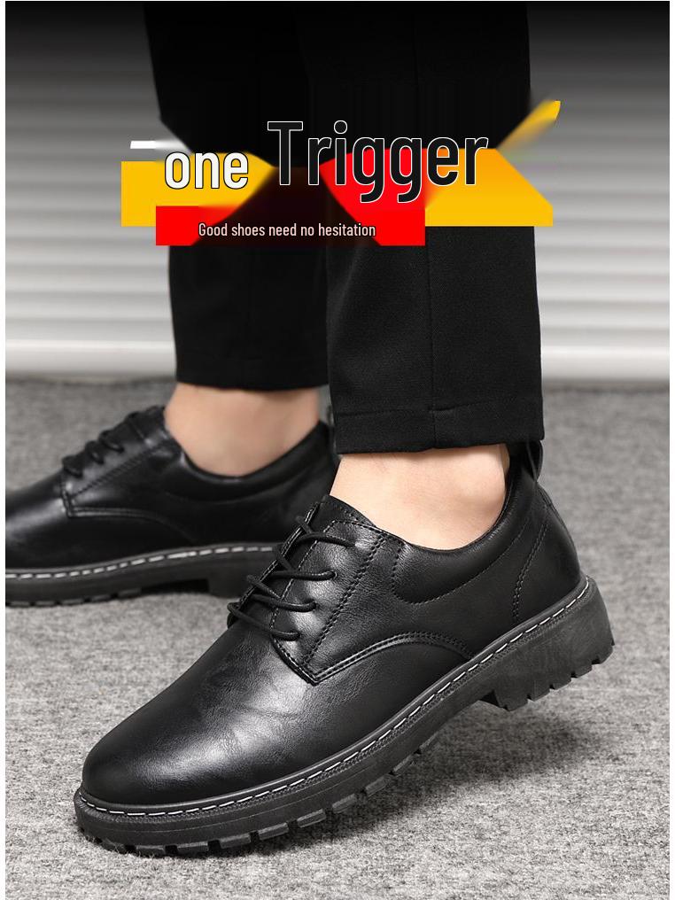 Herren Vielseitige Wasserdichte Schwarze Lederschuhe - Casual, Koch und Arbeitsstil, Koreanisches Martin-Design