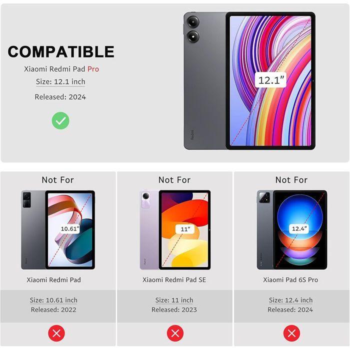 Coque de Protection - BOOLING - Xiaomi Redmi Pad Pro 12,1" - Antichoc Noir - Verre Trempé - Emplacement Stylet