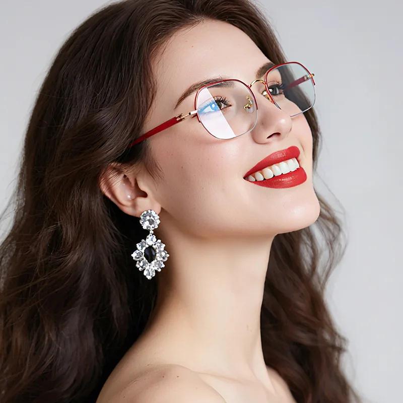 New Fashionable Hd Metal Frame Women'S Reading Eyes Ultra Light Neutral High Quality Luxury Anti Blue Light Glasses