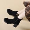 Thick-soled Thin Boots Women's Autumn and Winter Square Head Fashion Short Boots Waterproof Platform Thick Heel Straight Boots Fashion Boots