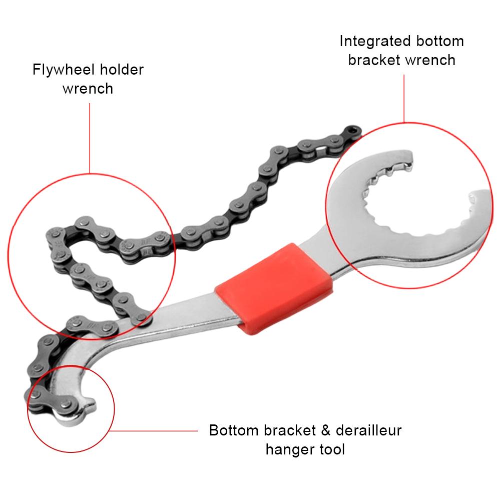3-in-1 Multifunctional Bicycle Repair Tool Bike Chain Wrench Spanner Bottom Bracket Flywheel Tail Hook Remover