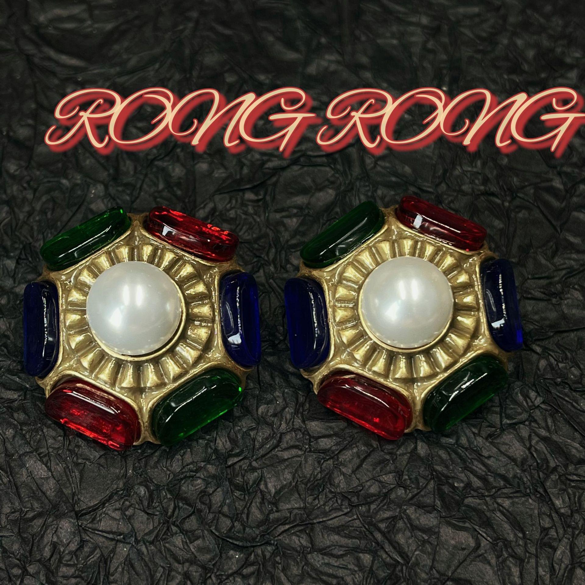 

Винтажные французские серьги-пусеты в придворном стиле, красочные геометрические с жемчугом – ретро европейский и американский дизайн