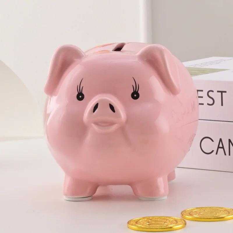 Pink Money Box Coin Ceramic Secret Kids Saving Hidden Safe Pig Piggy Bank No Exit Porcelain Storage Piggy Bank Money Box ZG111