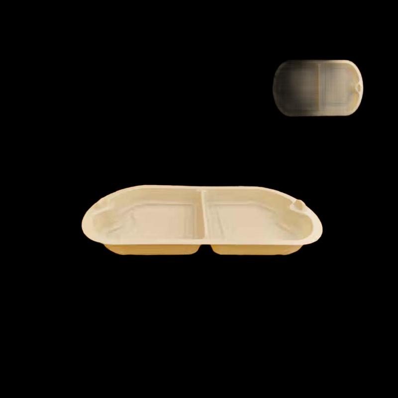 Eco-Friendly Corn Starch Double-Compartment Meal Tray