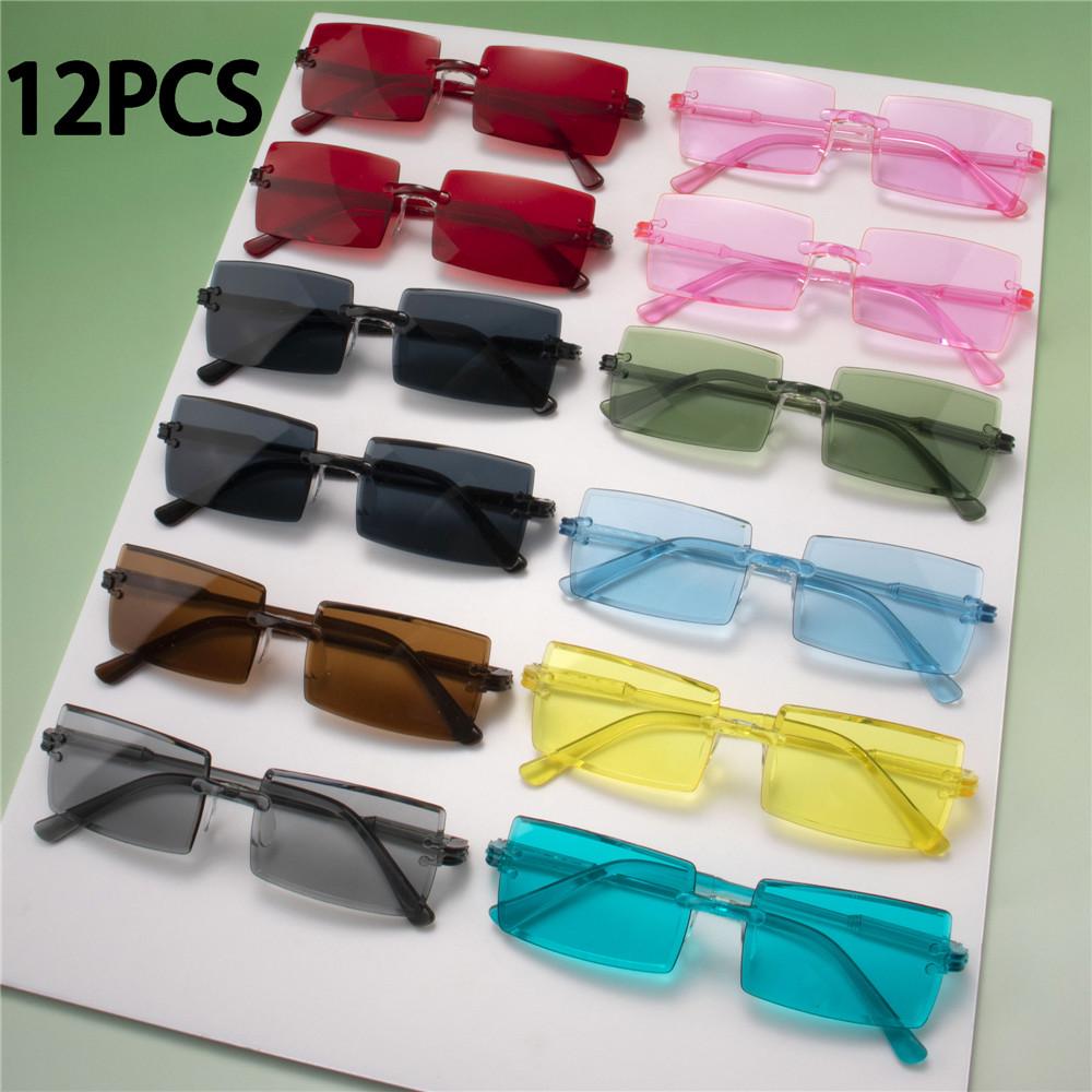 12PCS Retro Sunglasses Women Brand Designer Fashion Rimless Gradient Sun Glasses Shades Cutting Lens Ladies Frameless Eyeglasses