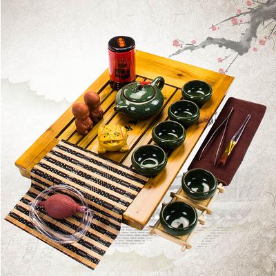 Hot Sale Yixing Ceramic Kung Fu Tea Set Solid Wood Tray Teapot Tea Suit Chinese Tea Ceremony Kung Fu Set