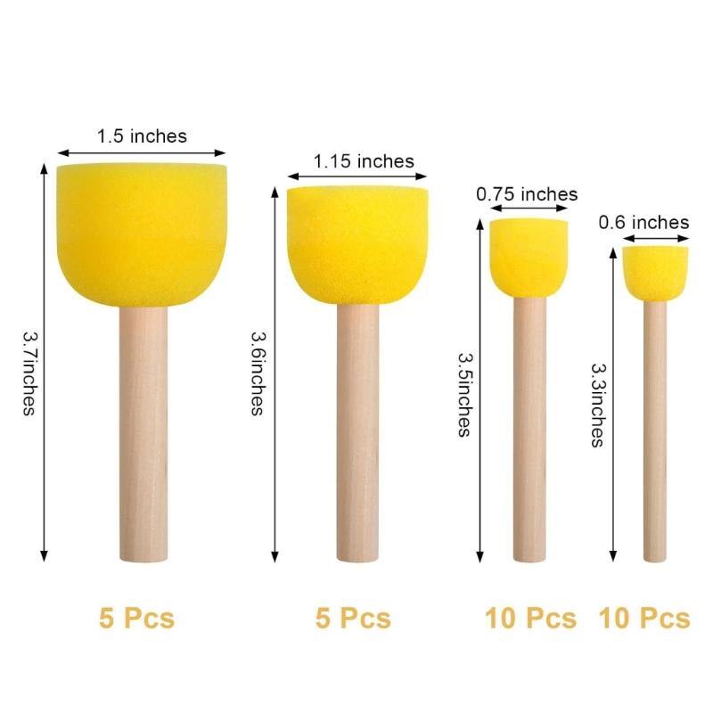 30Pieces Sponge Brush Round Sponge Brushes Paint Sponges for Acrylic Painting, Painting Tool for Kids DIY Art Craft