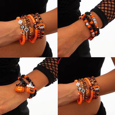 European & American Halloween Ghost Pumpkin Bracelet: Multi-layer Soft Clay with Witchy Ins Style