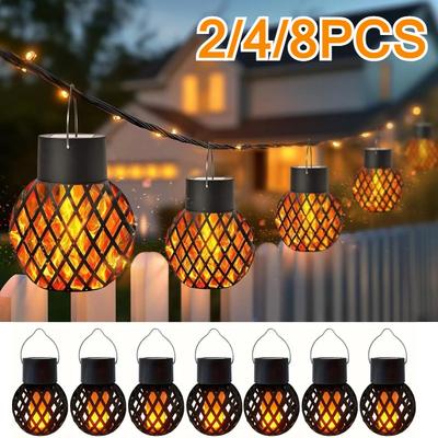 Zewnętrzne Lampy Solarnie z Realistycznym Migoczącym Płomieniem, Nadające się do Zawieszenia lub Postawienia, Dekoracja Ogrodowa na Halloween, Dekoracje Noworoczne