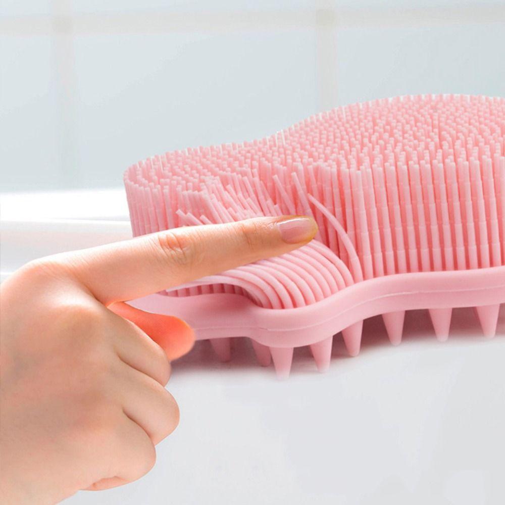 Lightweight Silicone Shower Brush Long Handle Exfoliating Brush Durable Bath Brush  Bathroom