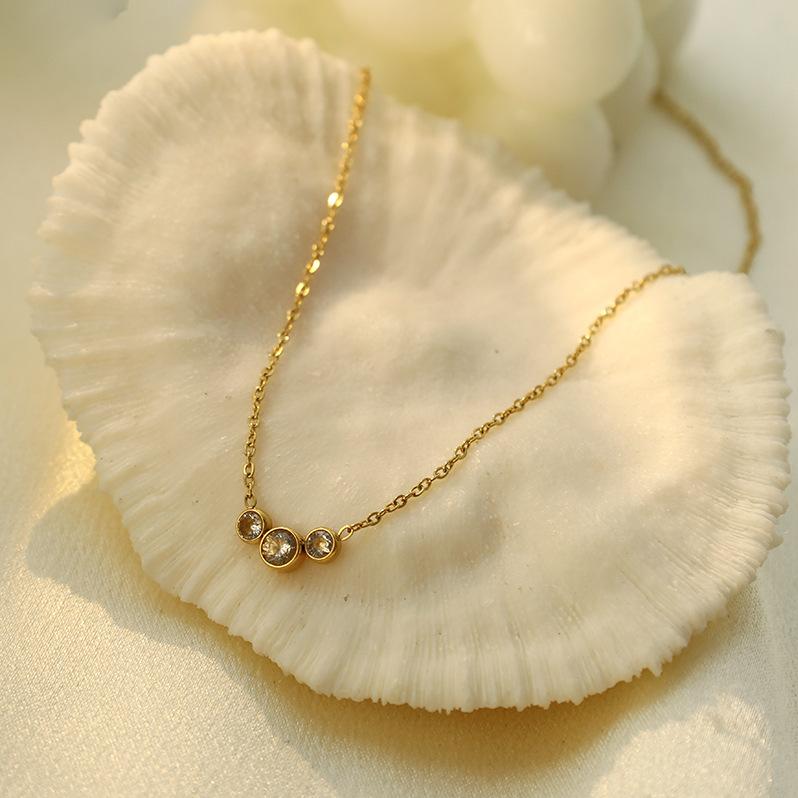 Stainless Steel Diamond Pendant 316 Necklace Women'S Titanium Steel Does Not Fade Light Luxury Niche Versatile Pendant Accessories Women