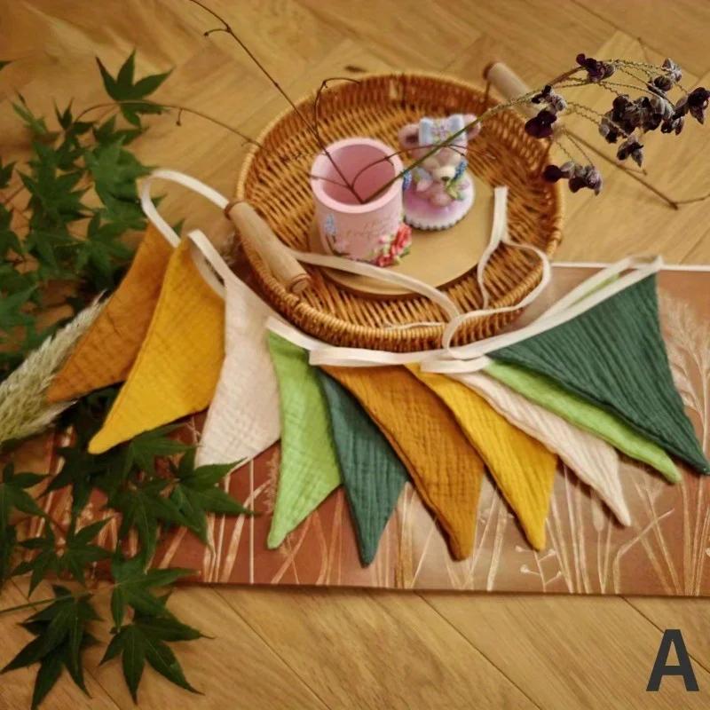 1Set/10PcsTriangle Hanging Flags Cute Birthday Bunting Party Decorations for Childrens Room Kindergarten Pull Flower