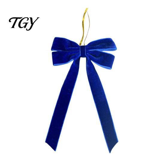 Wedding Room Ribbon Bows Velvet Bow Xmas Pendant, Christmas Tree Flannel Ornament, Elegant Holiday Home Accents Decorative Retro Style Hanging Pendant