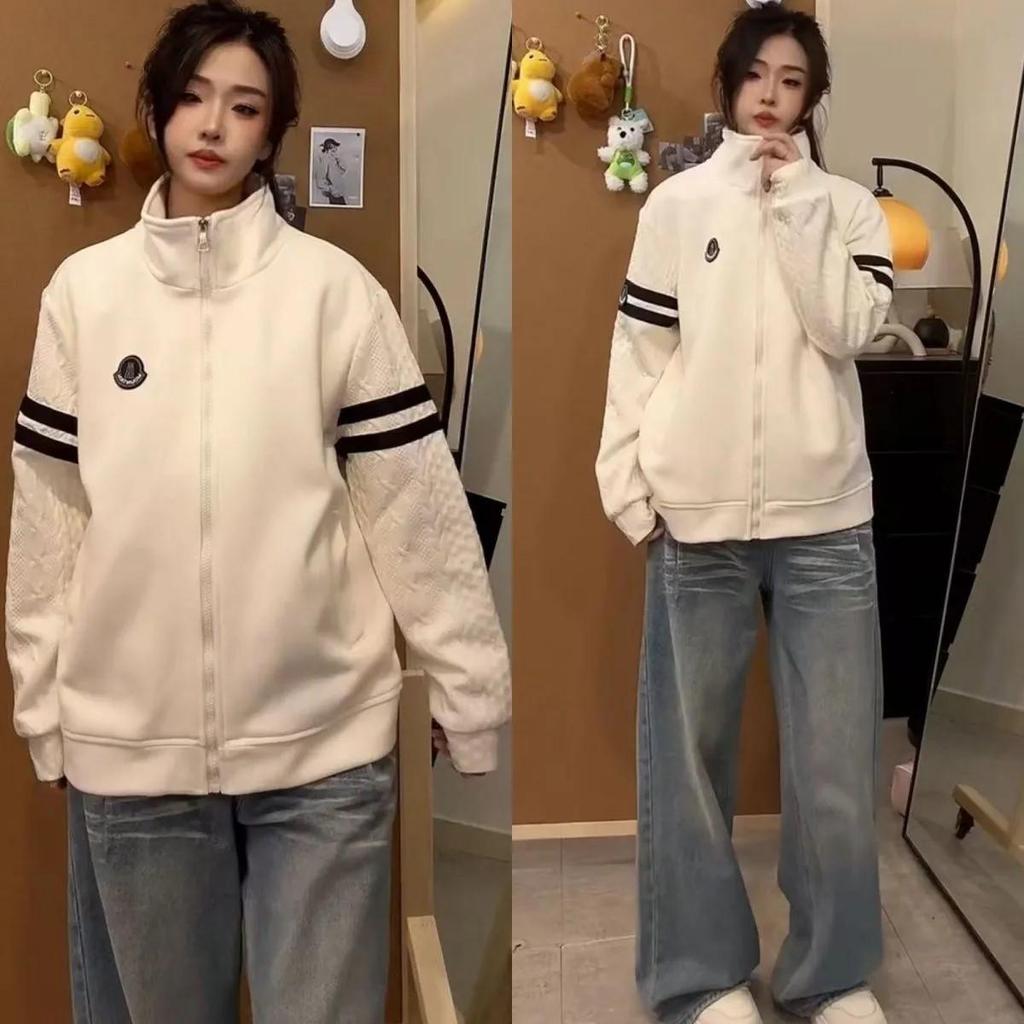 Sweat à capuche cardigan tendance brodé unisexe - Veste légère de luxe à col montant zippée