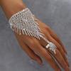 Stylish Exquisite Rhinestone Finger Bracelet Female, Luxurious Shiny Full Diamond Bracelet Open Ring