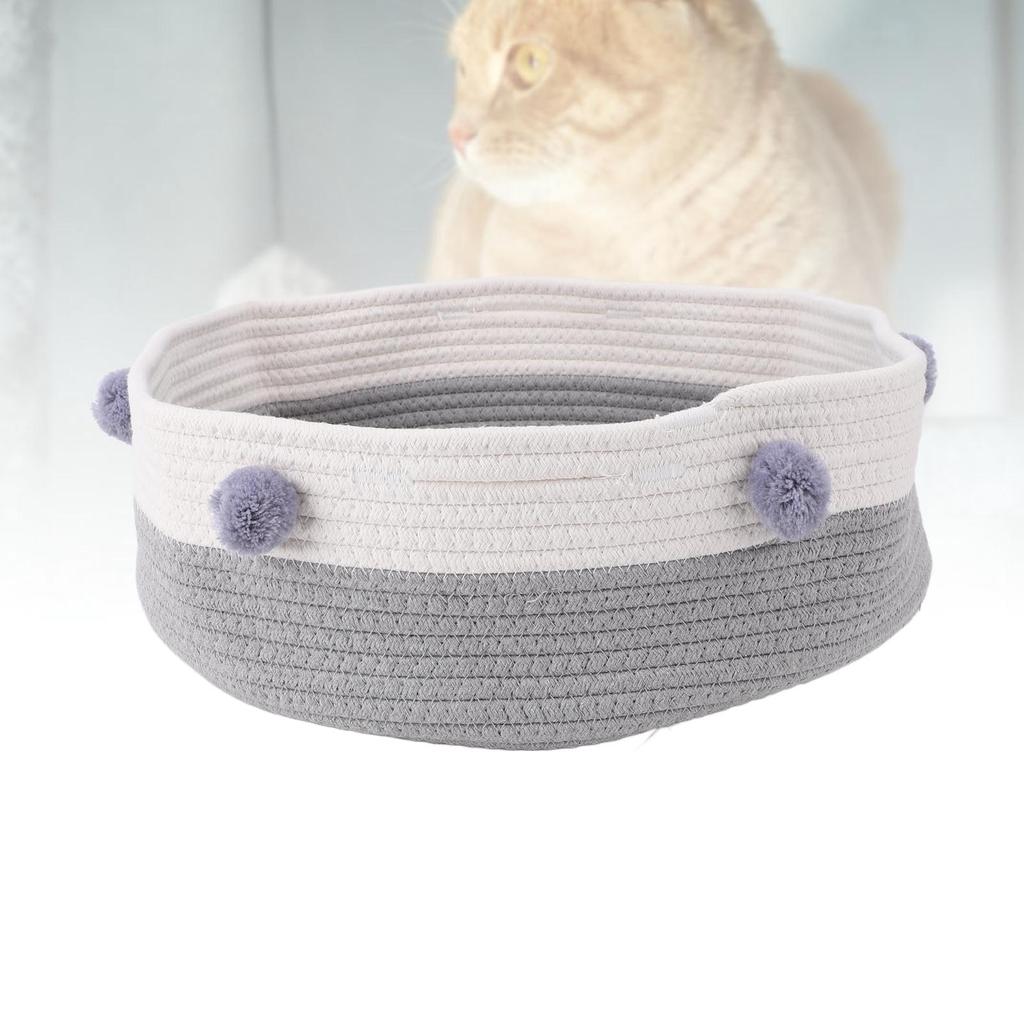 Cat Scratcher Bed Basket Cotton Rope Hand Knitting Stylish Look Cat Sleeping Bed Scratching Mat for Home Indoor
