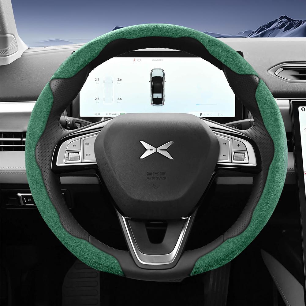 bpzsw1 Suitable for Xpeng Sports Suede Steering Wheel Cover, Split Snap-On Style, Non-Slip and Durable, for Models Such as G6, G9, P7, P7+, X9, G3,