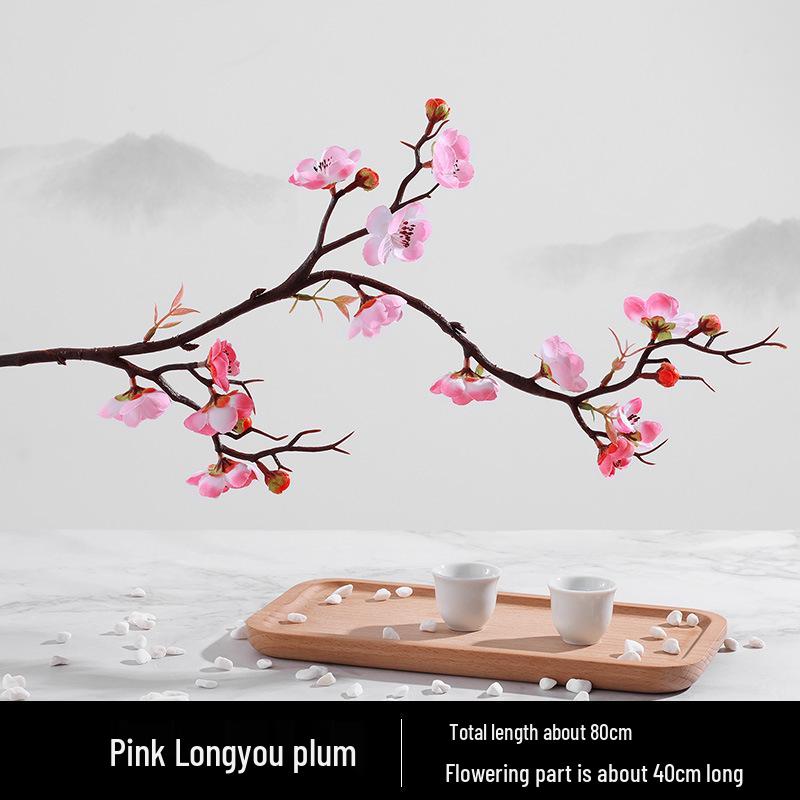 Wintersweet Bonsai Arrangement: Artificial Plum & Peach Blossom Branches for Indoor Living Room Decor