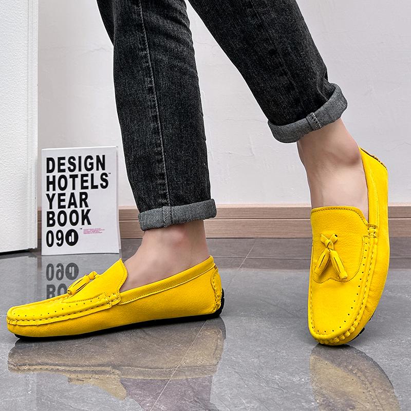 Suede Men Casual Shoes Luxury Brand Mens Loafers Comfort Breathable Slip-on Leather Driving Shoes Lazy Shoes Moccasins