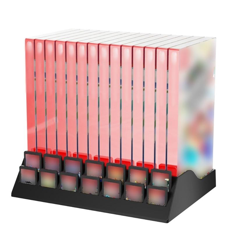 Multifunctional Game Organizers Rack For SW2 Consoles with 14 Cartridge Slots TF Storage and Integrated Dock Compartment