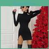 Autumn Women Long Spring Sleeve Bodycon Soild Color Black Slim Package Hip Mini Dress Female Clothing Streetwear