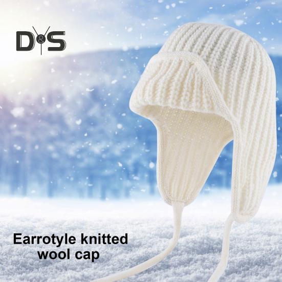 Унисекс зимняя шапка вязаная толстая теплая ветрозащитная однотонная защитная шапочка — фото 7