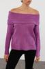 Women's Fashion Stylish Sweater Plum Soft Textured Carmen Collar Knitwear Sweater