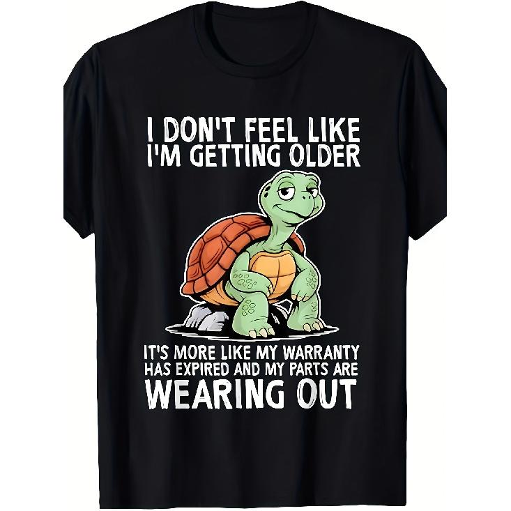 Fun I Don T Feel Like I M Getting Old, I M Just Getting Slower Turtle Pattern T-Shirt - Unisex 180Gsm Heavyweight T-Shirt with Aging Humor, Casual S чёрный