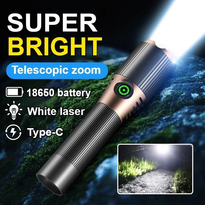 Outdoor Portable LED Flashlight, 18650 Battery, Long Battery Life, Telescopic Zoom, Multifunctional Lighting, Multiple Lighting Modes