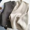 Høst Ermeløs Rund Hals Strikket Genser Vest Dame Mote Ensfarget Enkeltradet Vintergensere Vester Damer Elegant Enkel Varm Vest 25851