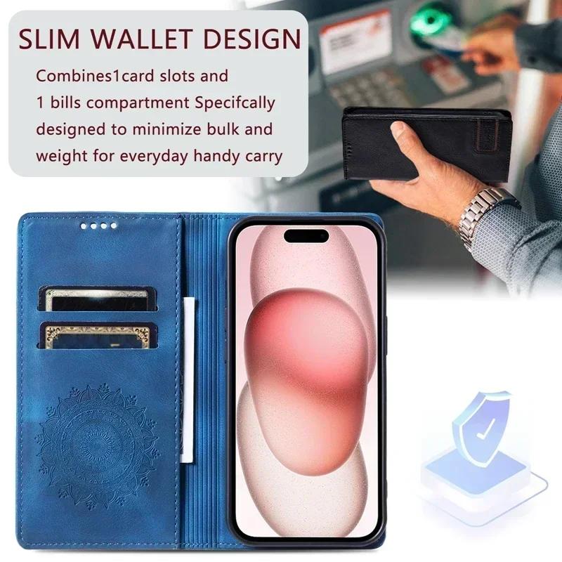 For Motorola Moto G85 G55 G35 5G Case Mandala Leather Magnetic Case On For MOTO G 84 G34 G54 Power G14 G04 G24 Flip Cover Funda
