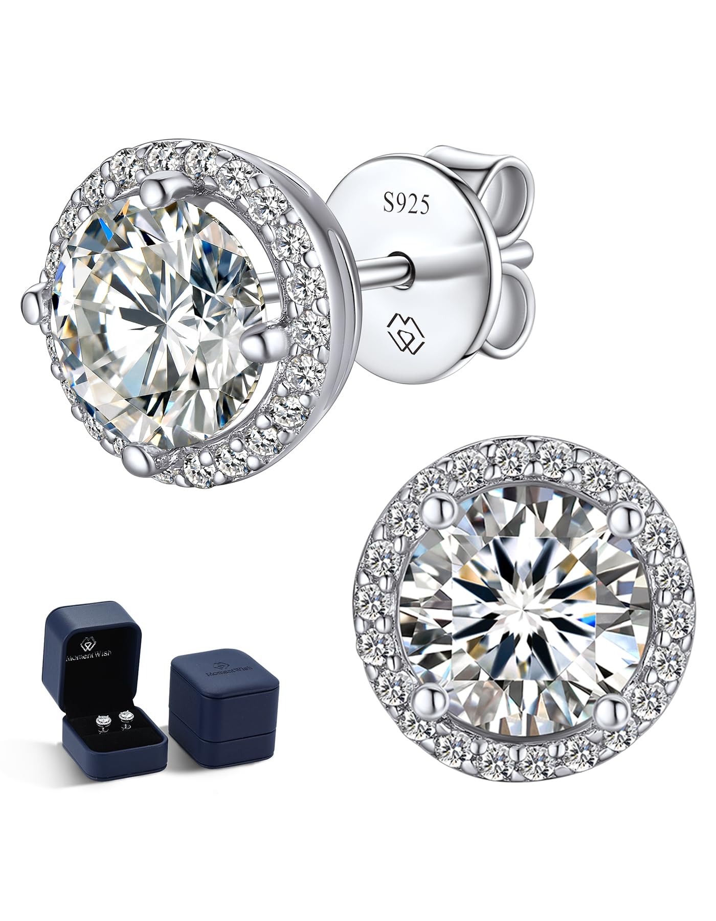 

MomentWish Moissanite Earrings for Men and Women, 0.6-2ct D Color, Moissanite Earrings in 925 Sterling Silver, Hypoallergenic, Unisex, Diamond Earring
