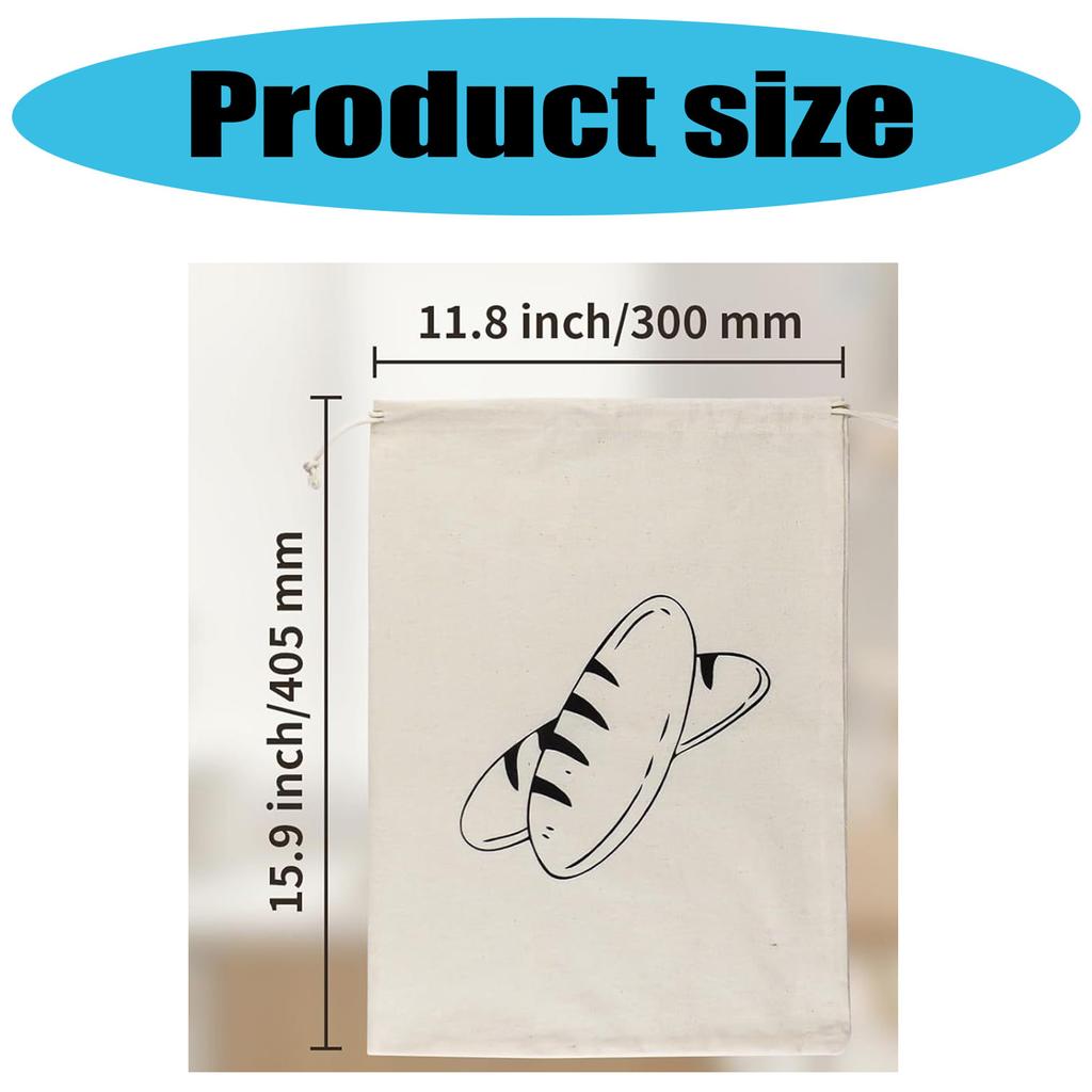 Set Of 3 Practical Linen Bread Bags Reusable And Washable Pockets With Drawstring For Bread And Produce Storage