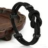 Yousheng Adjustable Men Rope Bracelet Infinity Knot Bracelet Simple Black Rope Bracelet with Card Gift for Husband Boyfriend Brother